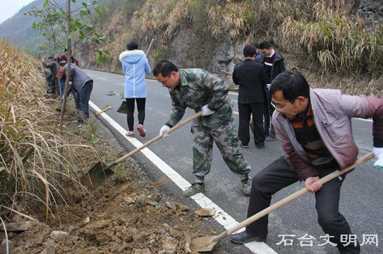 图为七都镇开展义务植树活动